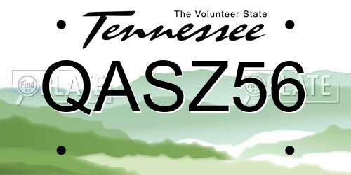 QASZ56 Tennessee License Plate