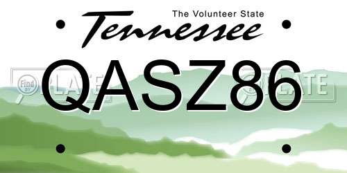 QASZ86 Tennessee License Plate