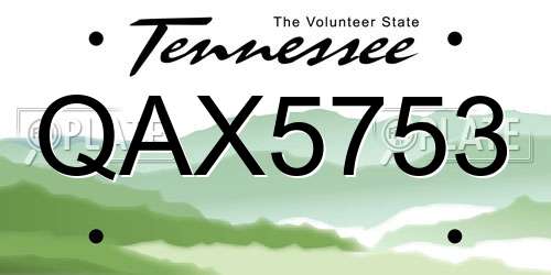 QAX5753 Tennessee License Plate