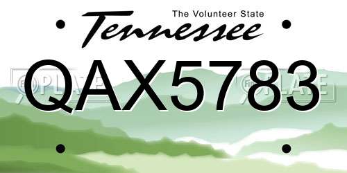QAX5783 Tennessee License Plate