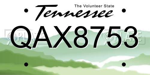 QAX8753 Tennessee License Plate