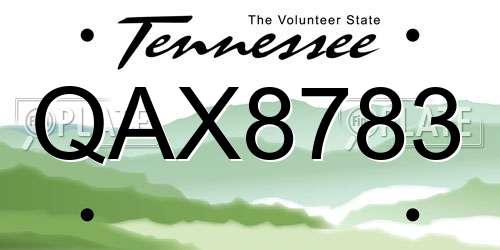 QAX8783 Tennessee License Plate