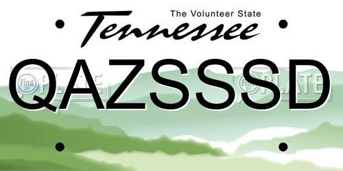 QAZSSSD Tennessee License Plate