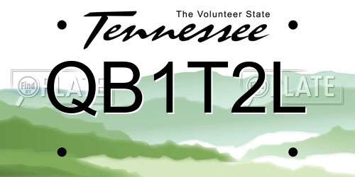 QB1T2L Tennessee License Plate