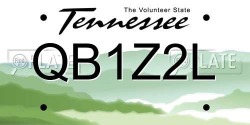 QB1Z2L Tennessee License Plate