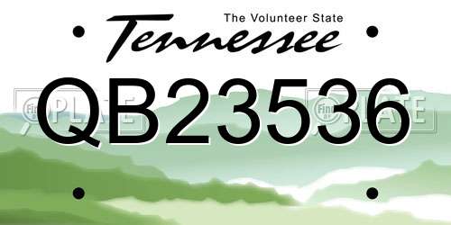 QB23536 Tennessee License Plate