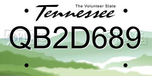 QB2D689 Tennessee License Plate