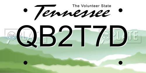 QB2T7D Tennessee License Plate
