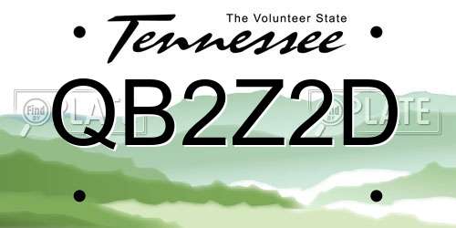 QB2Z2D Tennessee License Plate