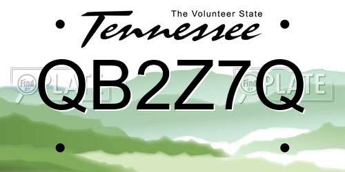 QB2Z7Q Tennessee License Plate