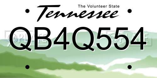 QB4Q554 Tennessee License Plate
