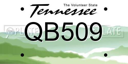 QB509 Tennessee License Plate