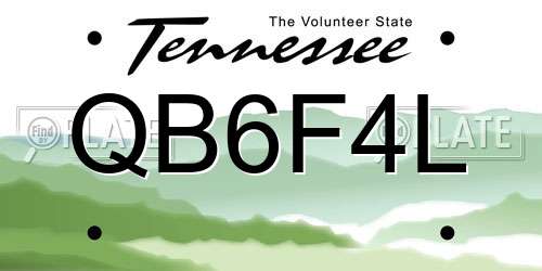 QB6F4L Tennessee License Plate