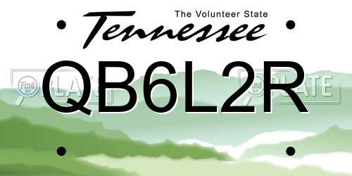 QB6L2R Tennessee License Plate