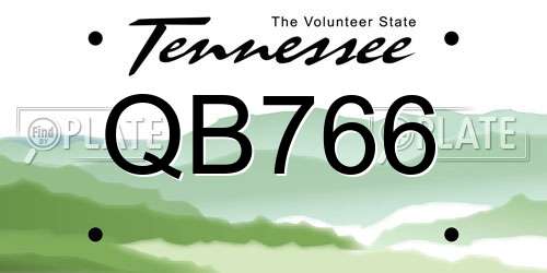 QB766 Tennessee License Plate