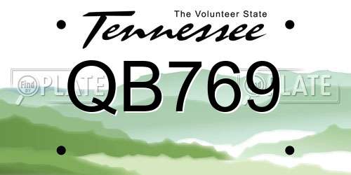 QB769 Tennessee License Plate