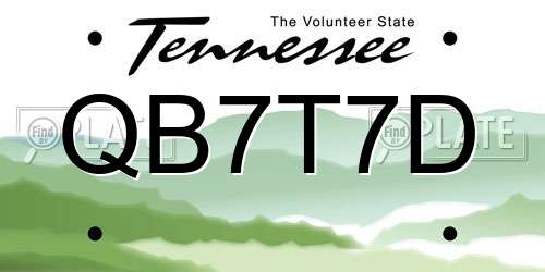 QB7T7D Tennessee License Plate