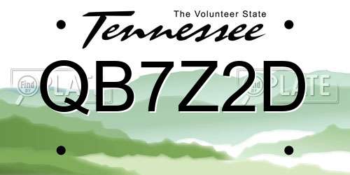 QB7Z2D Tennessee License Plate