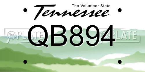 QB894 Tennessee License Plate