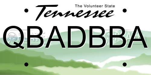 QBADBBA Tennessee License Plate