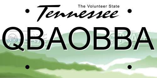 QBAOBBA Tennessee License Plate