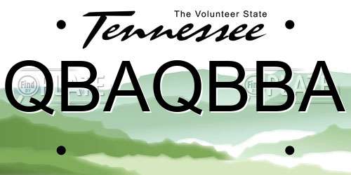 QBAQBBA Tennessee License Plate