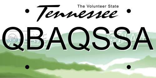 QBAQSSA Tennessee License Plate