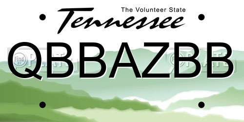 QBBAZBB Tennessee License Plate