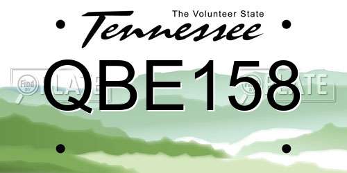 QBE158 Tennessee License Plate