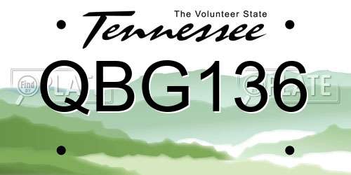 QBG136 Tennessee License Plate