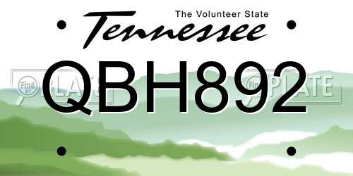 QBH892 Tennessee License Plate