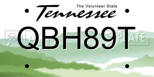 QBH89T Tennessee License Plate