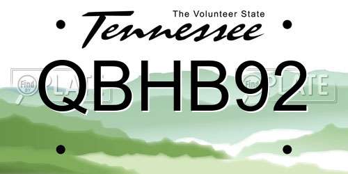 QBHB92 Tennessee License Plate