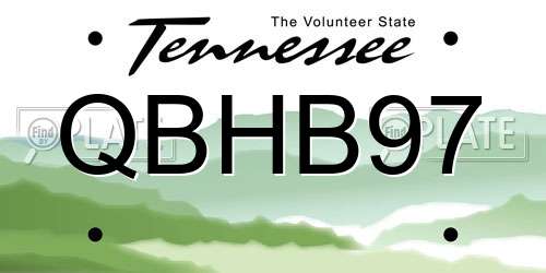 QBHB97 Tennessee License Plate