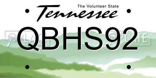 QBHS92 Tennessee License Plate