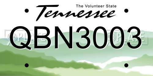 QBN3003 Tennessee License Plate