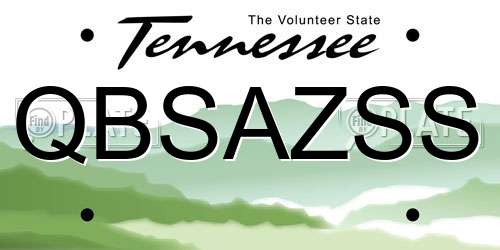QBSAZSS Tennessee License Plate