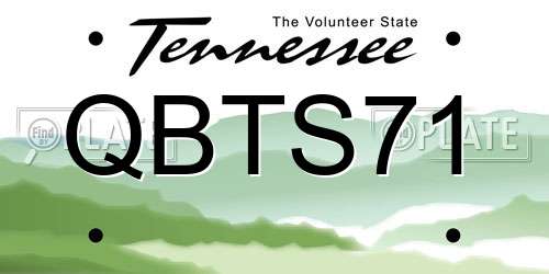 QBTS71 Tennessee License Plate