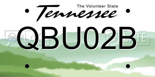 QBU02B Tennessee License Plate