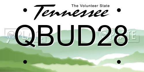 QBUD28 Tennessee License Plate