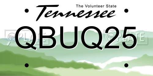 QBUQ25 Tennessee License Plate