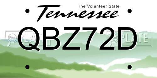 QBZ72D Tennessee License Plate