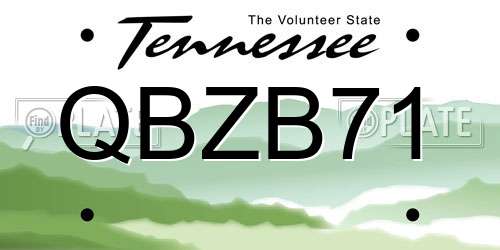 QBZB71 Tennessee License Plate