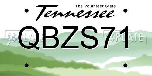 QBZS71 Tennessee License Plate