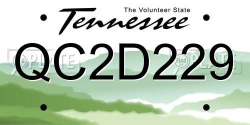 QC2D229 Tennessee License Plate