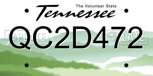 QC2D472 Tennessee License Plate