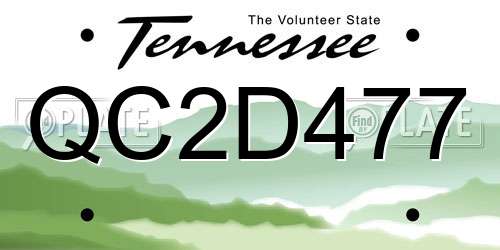QC2D477 Tennessee License Plate