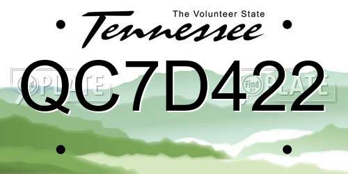 QC7D422 Tennessee License Plate