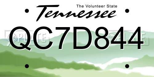 QC7D844 Tennessee License Plate