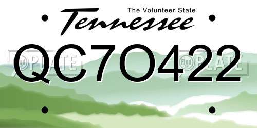 QC7O422 Tennessee License Plate